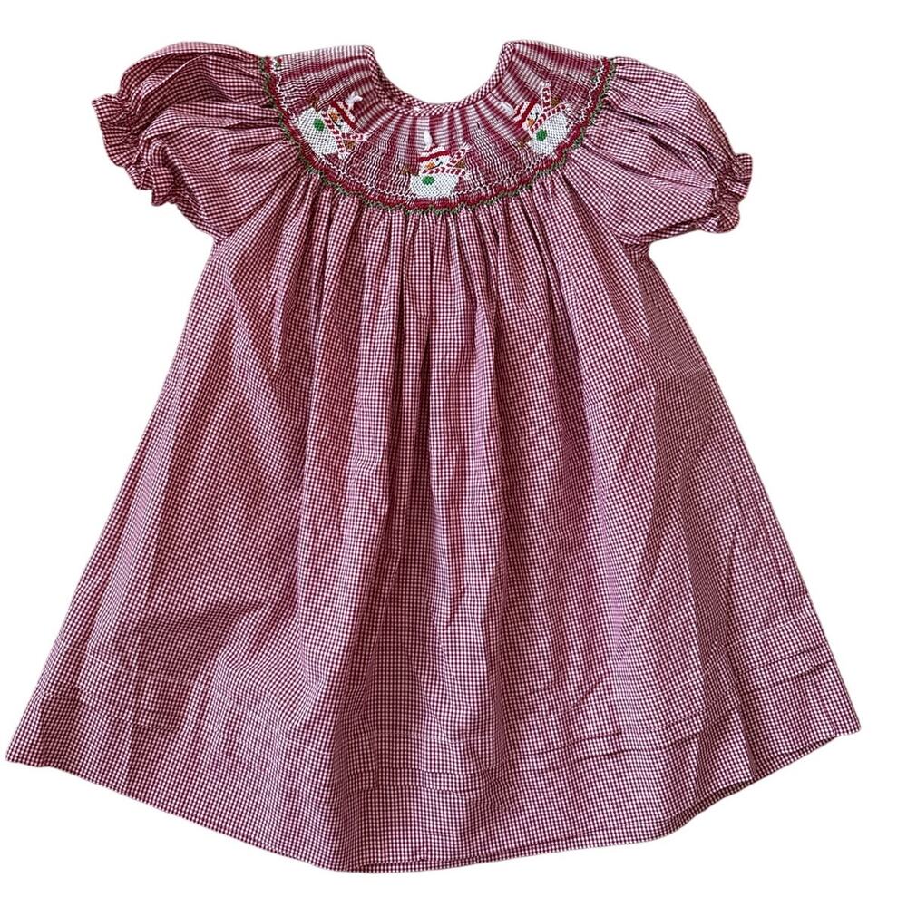 Rosalina Collections Smocked Snowman Gingham Girls‎ Dress Size 5 Years